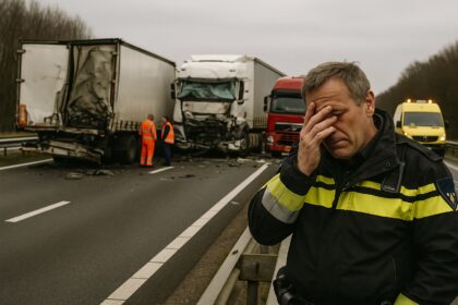 A1 Stroe-Voorthuizen dicht na crash met drie vrachtwagens, gesloten tot middag
