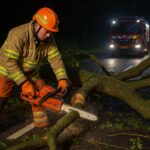 Attente bestuurder ziet boom op weg in Voorthuizen en waarschuwt brandweer