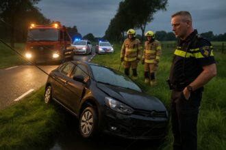 Auto komt in sloot terecht bij Kootwijkerbroek