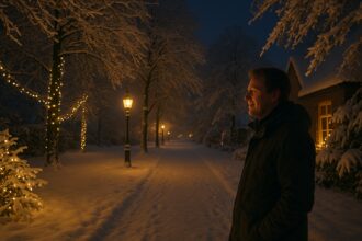 Avondlijke sneeuw in Barneveld