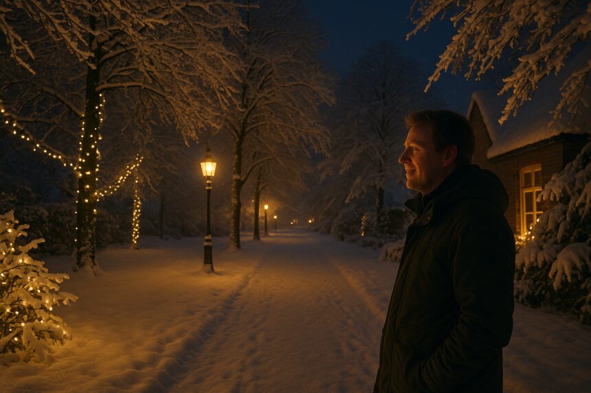Avondlijke sneeuw in Barneveld