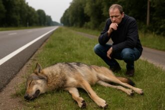 Dode wolf langs N310 bij Kootwijkerbroek: vermoedelijk aangereden