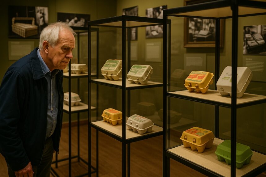 Eierdozen stralen in vitrines van het Pluimveemuseum