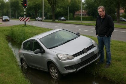 Politie redt bestuurder met ladder uit sloot Barneveld