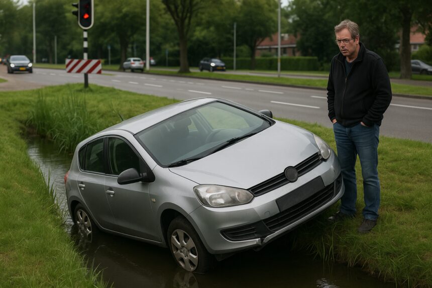 Politie redt bestuurder met ladder uit sloot Barneveld