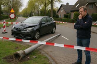 Straatlamp gescheurd, Puttense route tijdelijk dicht