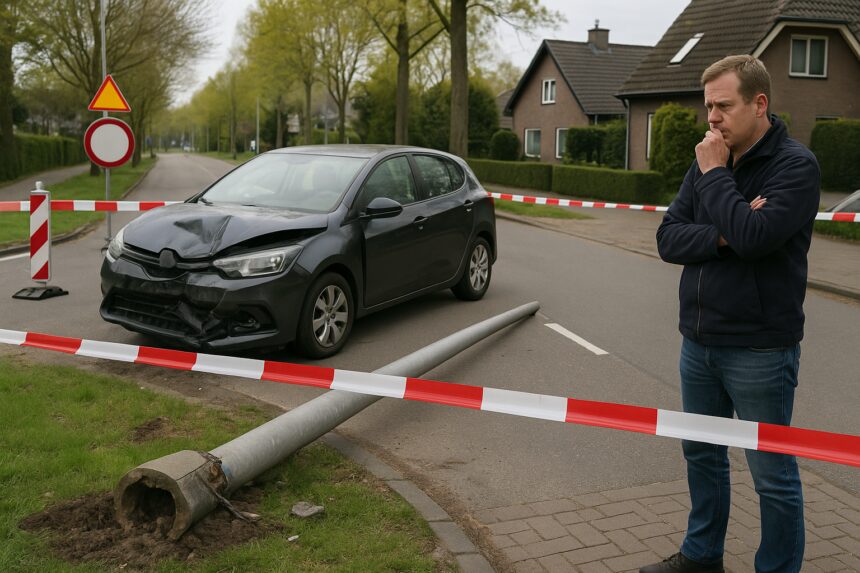 Straatlamp gescheurd, Puttense route tijdelijk dicht