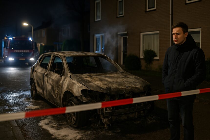 Wagen vlam bij Valkestein Ede